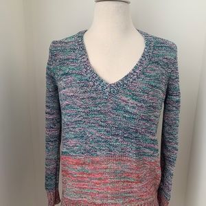 Madewell Cotton Multi-color yarn V-Neck Sweater Size Small.